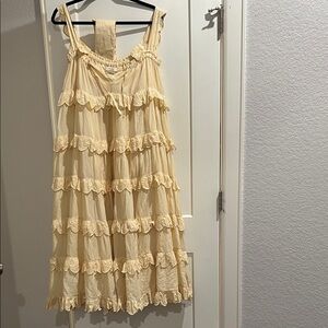 Women's Cream Tiered Ruffle Maxi Dress